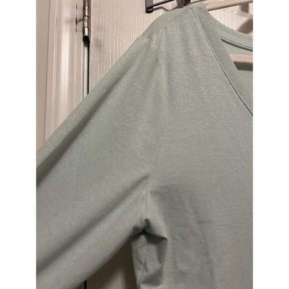 Colsie Glitter Romper Short Pajama Long Sleeve Mint Green Women’s L Metallic EUC - Picture 16 of 16